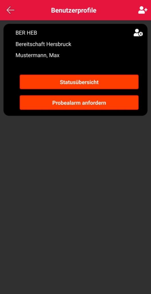 Benutzerprofil Bildschirm